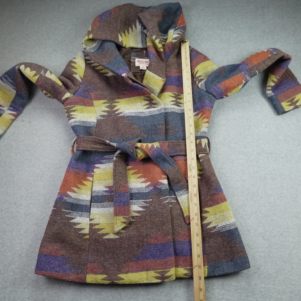Mossimo Supply Co Jacket Womens S Multicolor Aztec Hooded Coat Boho Wrap - Picture 7 of 10